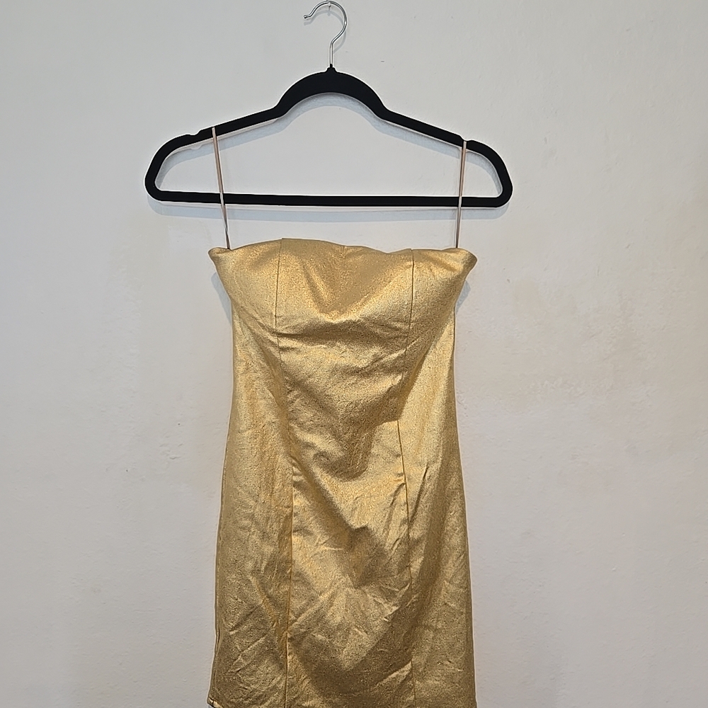 Fashion Nova Strapless Gold Dress